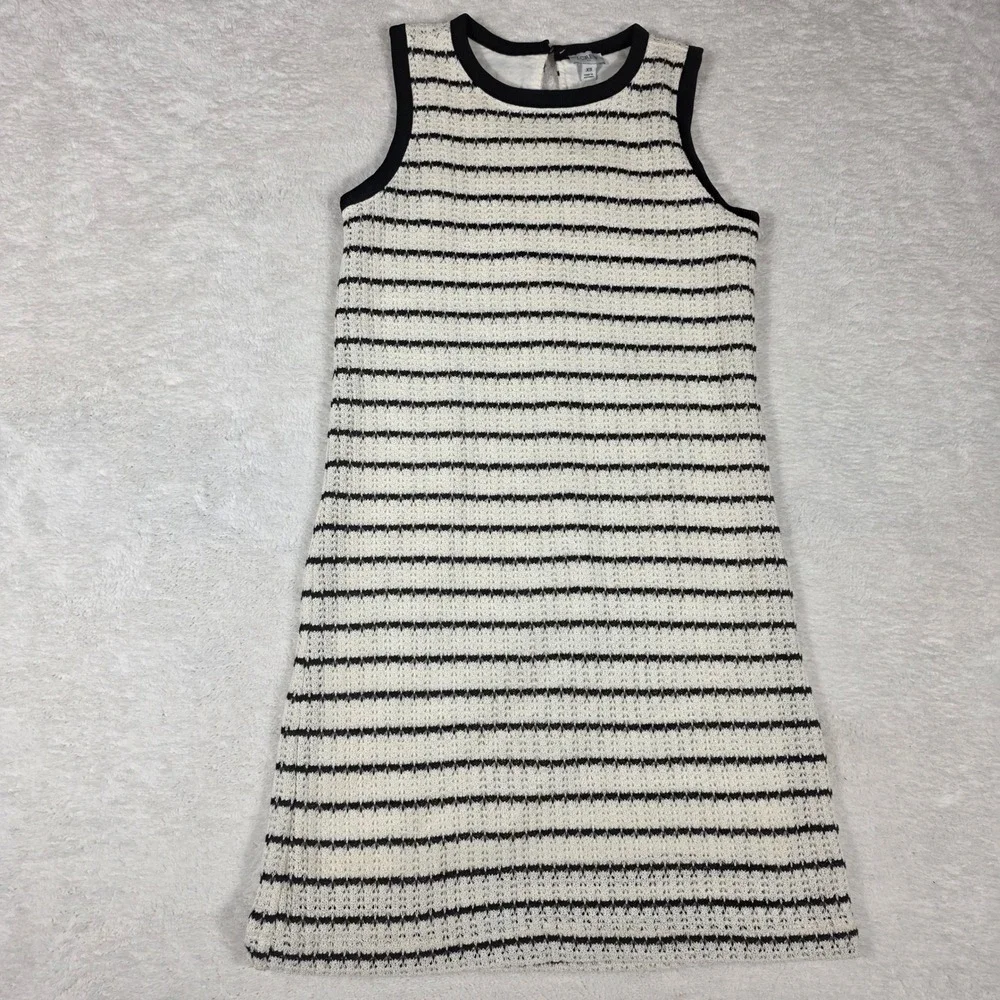 J.Crew Striped Shift Dress Womens XS Ivory‎ Black NWT CK773 Textured Knit Mini